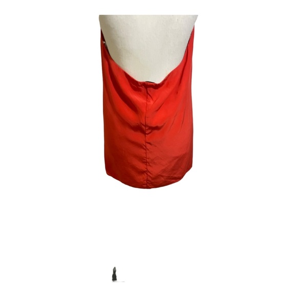 Drew womens silk V front neck button tie ope. Back orange blouse size Small - Picture 6 of 12